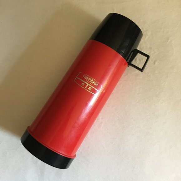 Made in England Vintage 1970s Thermos® Retro Red Bottle 16 oz - Picture 2 of 11
